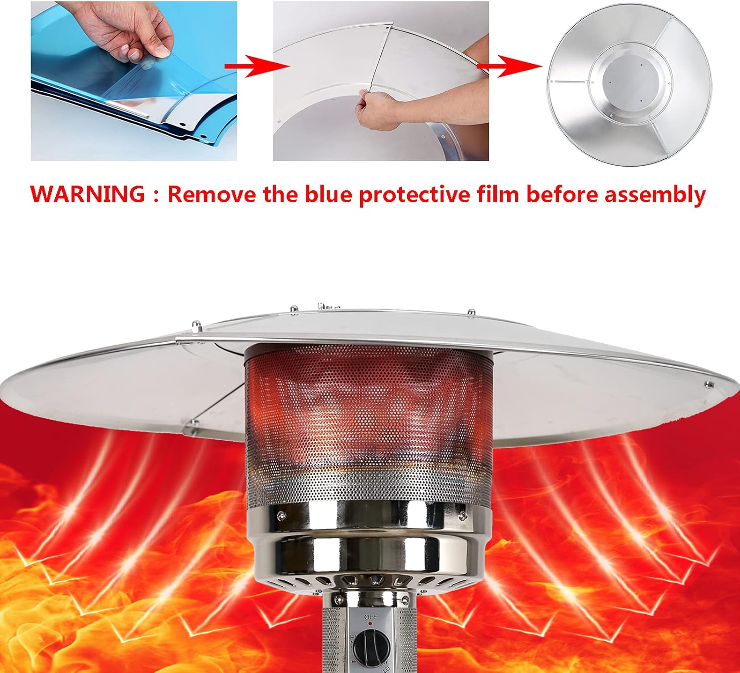 HQQ outdoor 2 unidades de escudo reflector de calentador de patio, reflector de calor de aluminio superior para calentadores de propano al aire