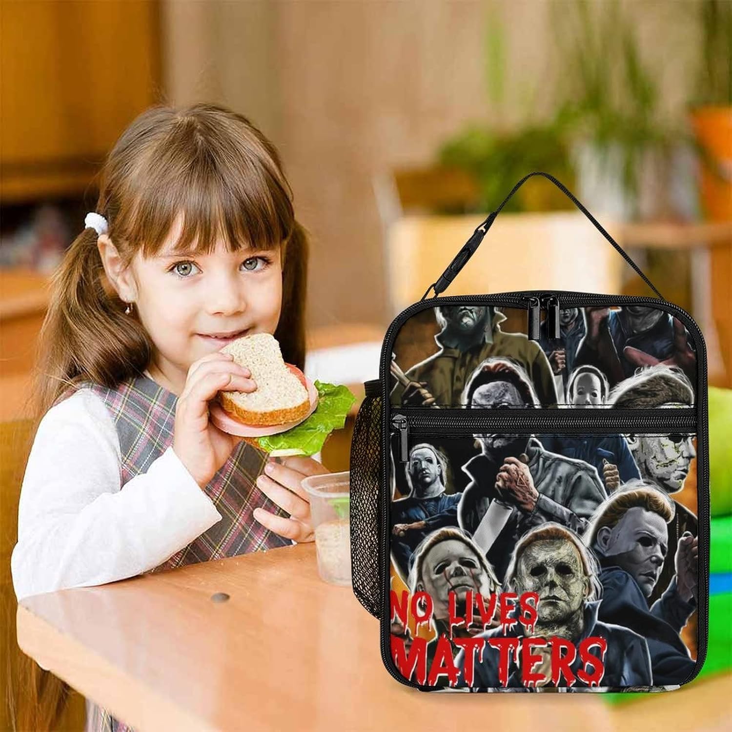 Bolsas térmicas ligeras a prueba de fugas Michael Halloween Myers bolsa de almuerzo gourmet bolsa de refrigerios para la familia loncheras