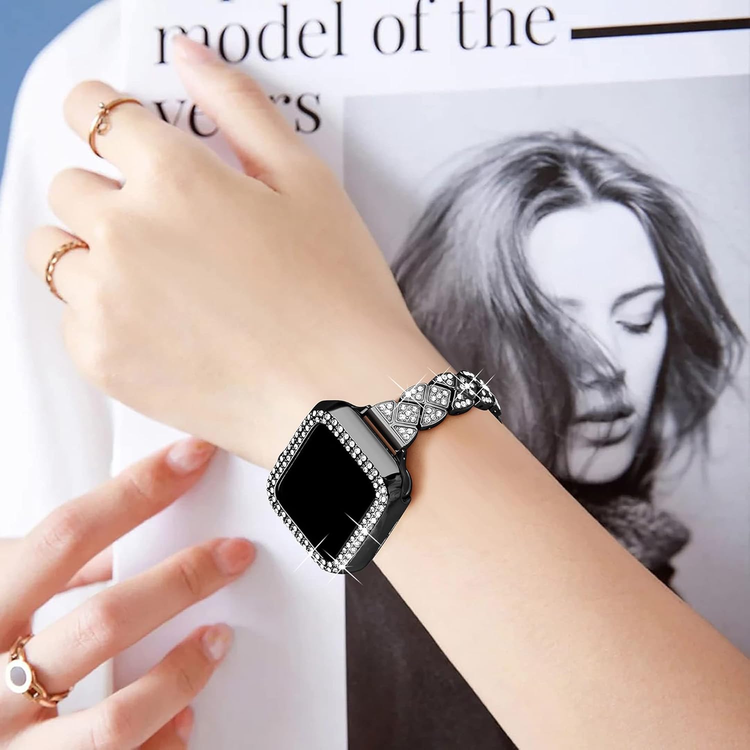 Secbolt Correa delgada compatible con Apple Watch Band de 1.49, 1.57, 1.61, 1.65, 1.73 y 1.77 pulgadas, para mujer, pulsera de metal elegante con