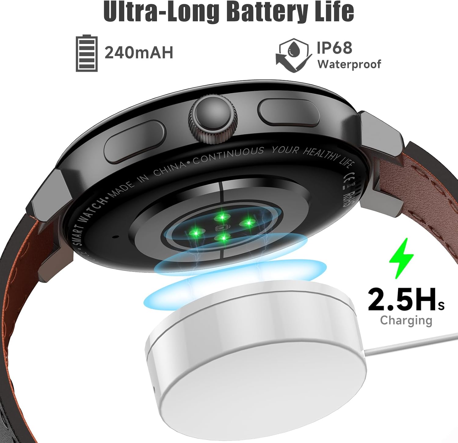 aigo Reloj inteligente para hombres y mujeres, llamadas Bluetooth, 107 modos deportivos, rastreador de fitness con frecuencia cardíaca, monitoreo