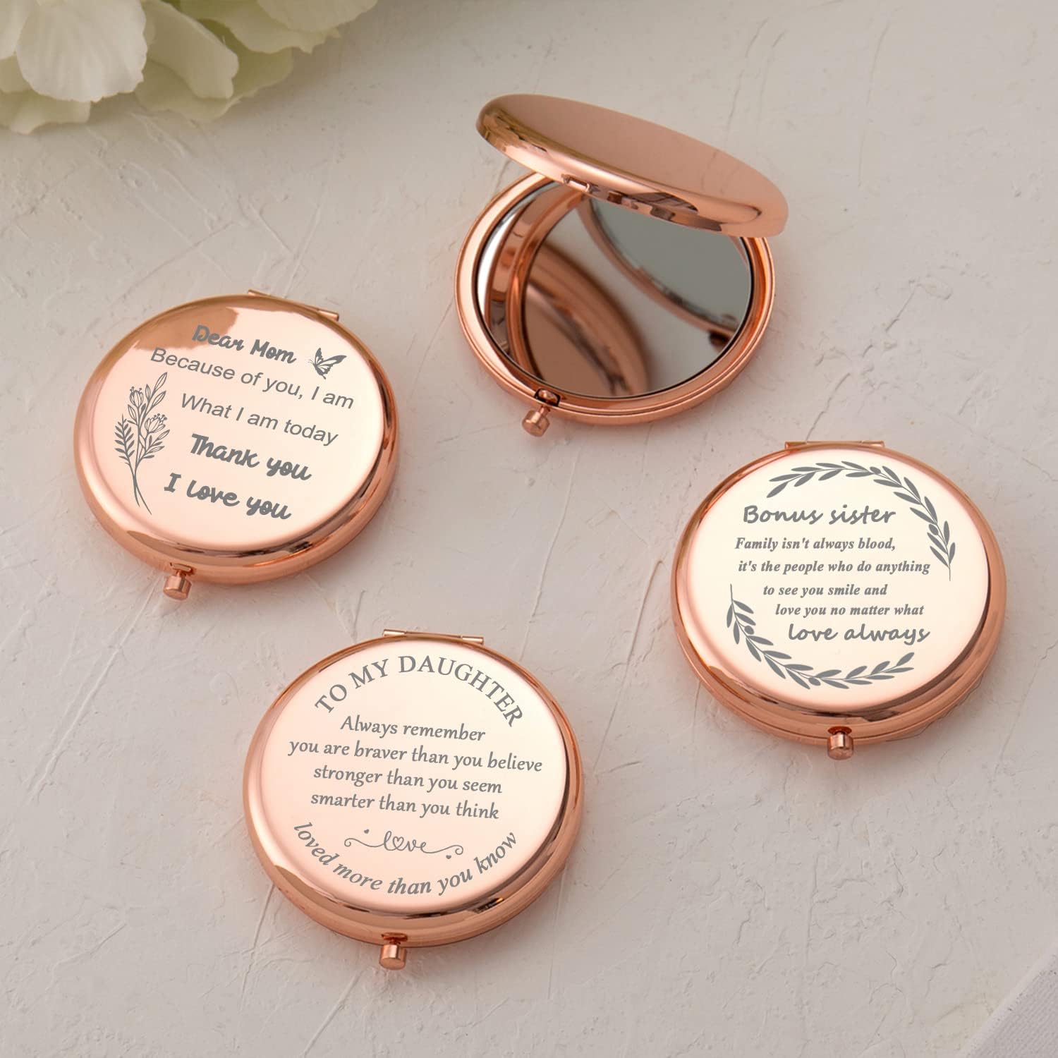 Casfine Regalos personalizados para mamá  Regalos de espejo compacto grabado con agradecimiento para mamá  Los mejores regalos para mamá de hijo