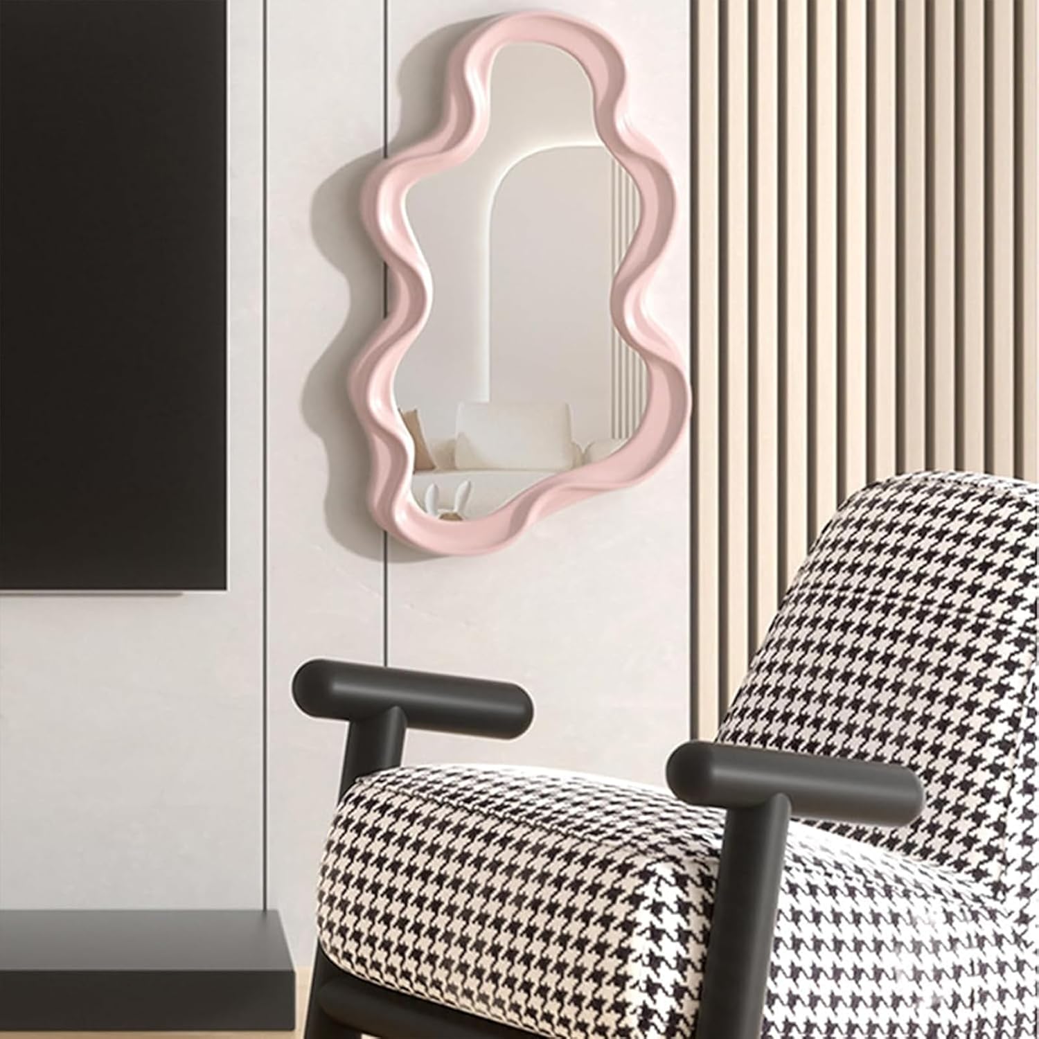 Espejo de pared irregular, con gancho y borde asimétrico, espejo de baño de 16 x 10.2 pulgadas, espejo decorativo moderno creativo para dormitorio,