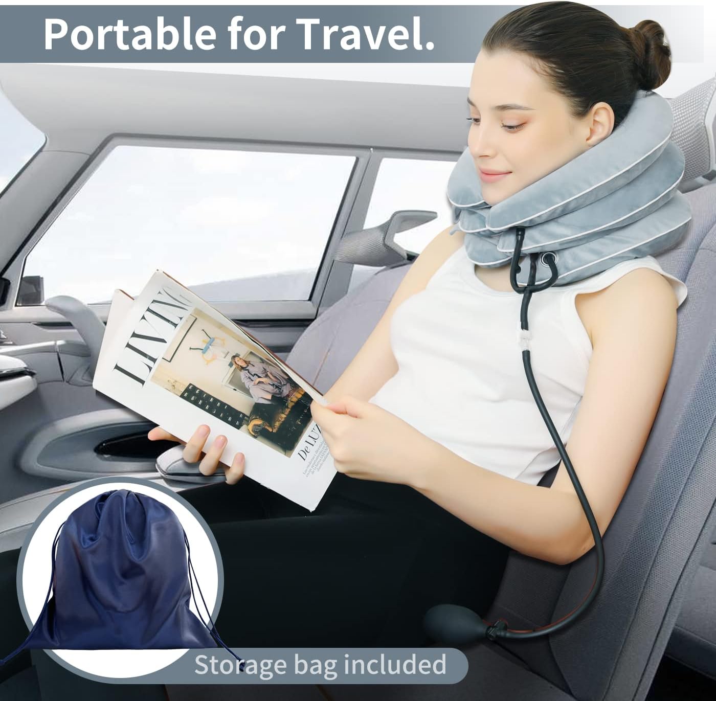 Dispositivo de tracción cervical para aliviar el dolor de cuello, cuello de tracción inflable para descompresión de cuello, mejor soporte para el