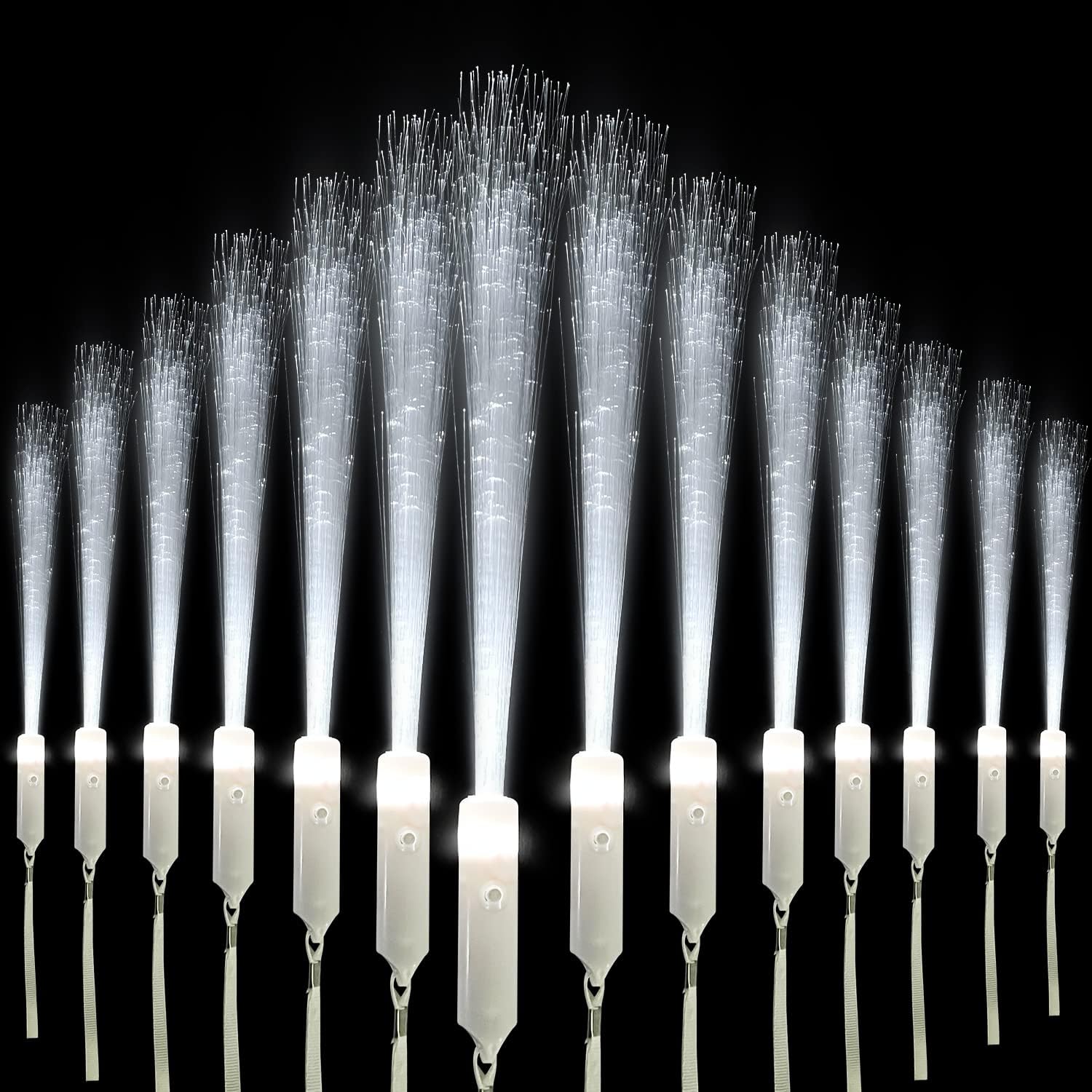SZHFU Varitas luminosas para fiestas infantiles, varitas de fibra óptica blanca con luz LED, 3 modos de luz intermitentes, para despedida de
