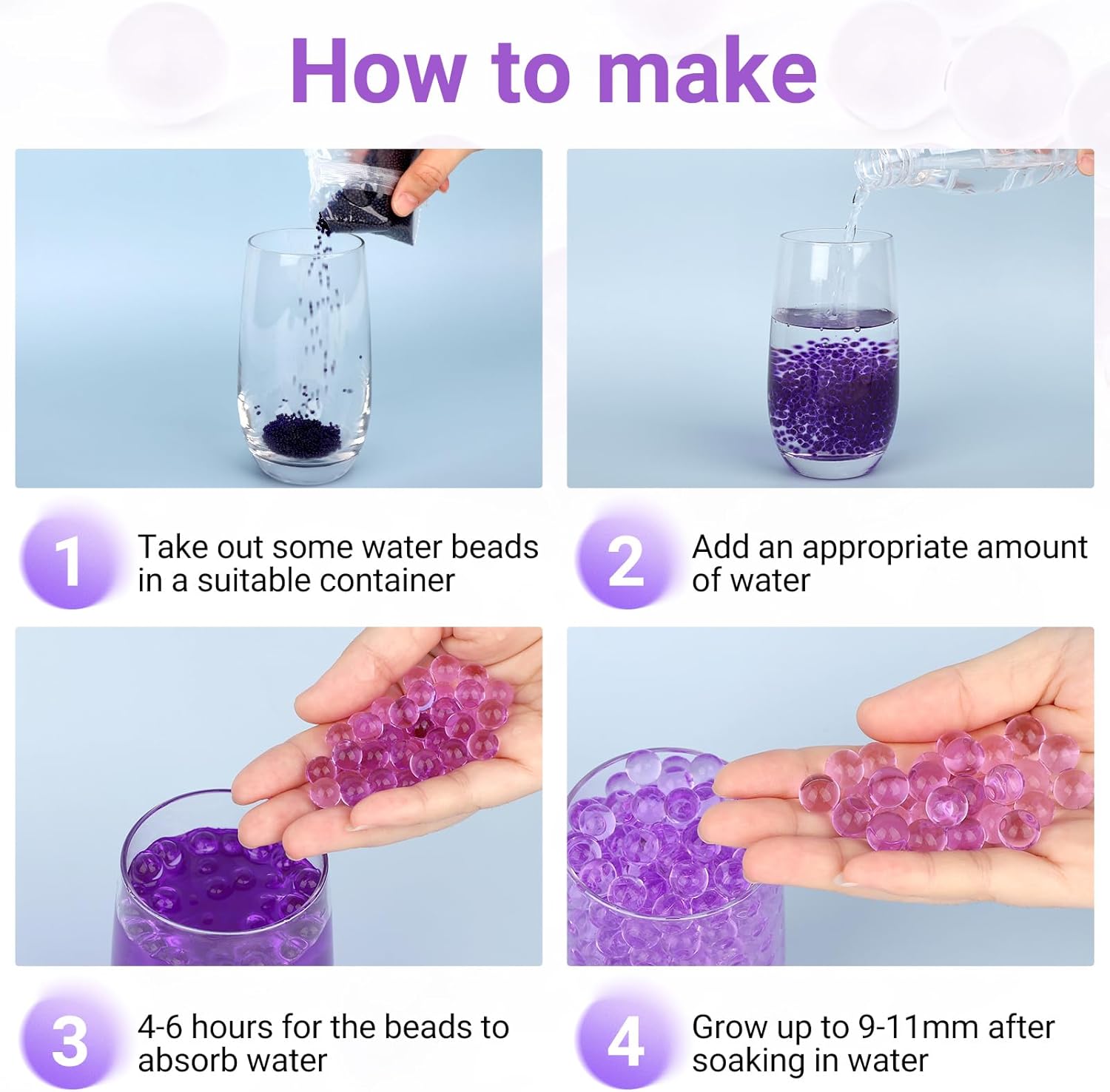 20000 cuentas de agua moradas para jarrones, cuentas de gel de cristal redondas para velas flotantes, decoración floral, fiesta de Navidad y