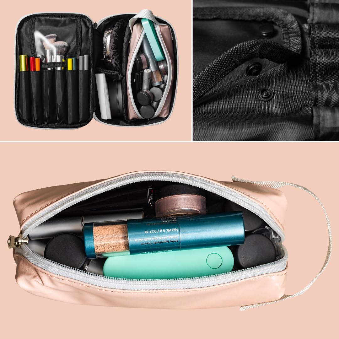 Zunee Bolsa de maquillaje  Bolsa de cosméticos portátil  Bolsa de viaje para cosméticos de gran capacidad  Juego de bolsa de maquillaje (1 bolsa