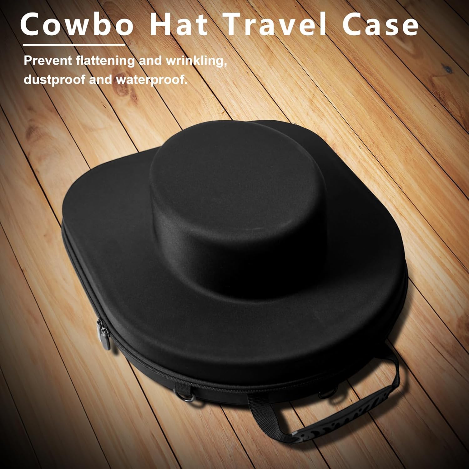 Funda de transporte para sombreros de viaje, caja de almacenamiento antipresión para sombreros con asa de transporte, correas de hombro y equipaje,