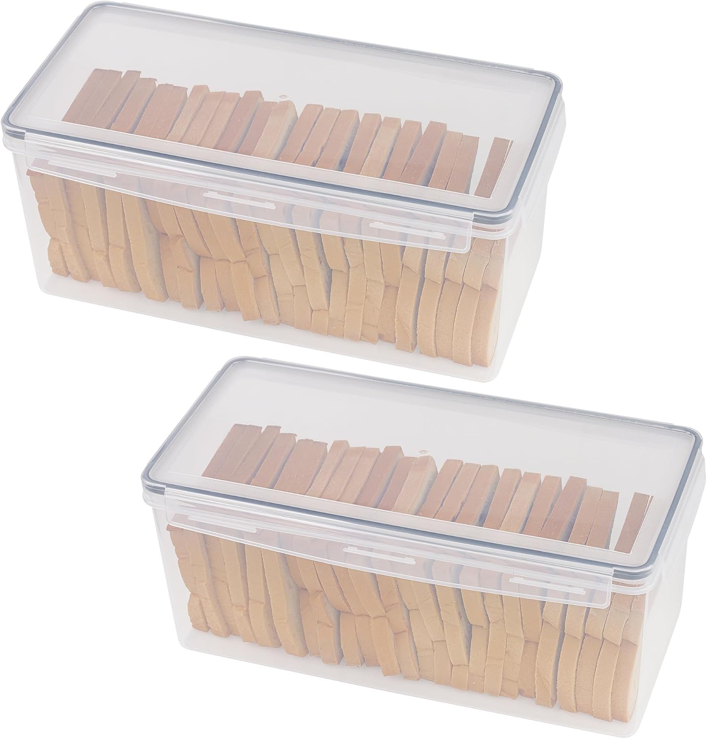 Tiawudi Paquete de 2 cajas de pan, contenedor de pan de plástico, soporte grande para sándwiches, contenedor de almacenamiento de pan para encimera