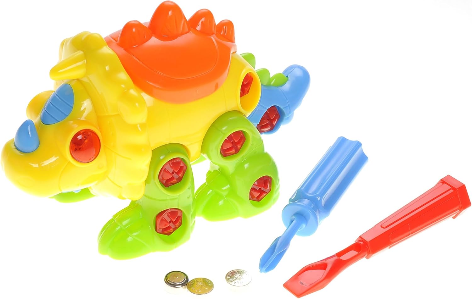 PowerTRC Take-A-Part Educational Triceratops – Dinosaurio de construcción con luces y sonido  Juego de juguetes de construcción con 2