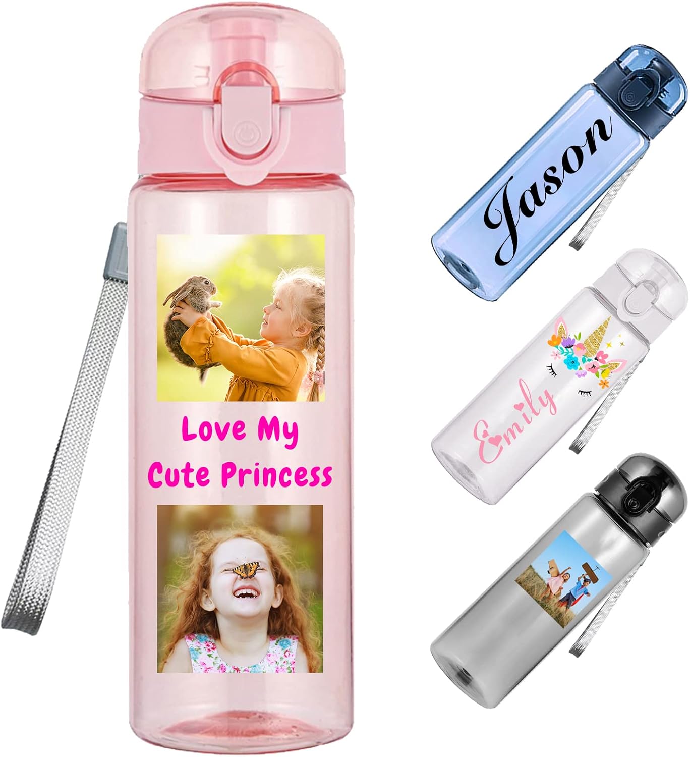 MESHELEY Botellas de agua personalizadas de 26 onzas, botellas de agua personalizadas para niños, niñas, hombres, mujeres, escuela, botella de agua