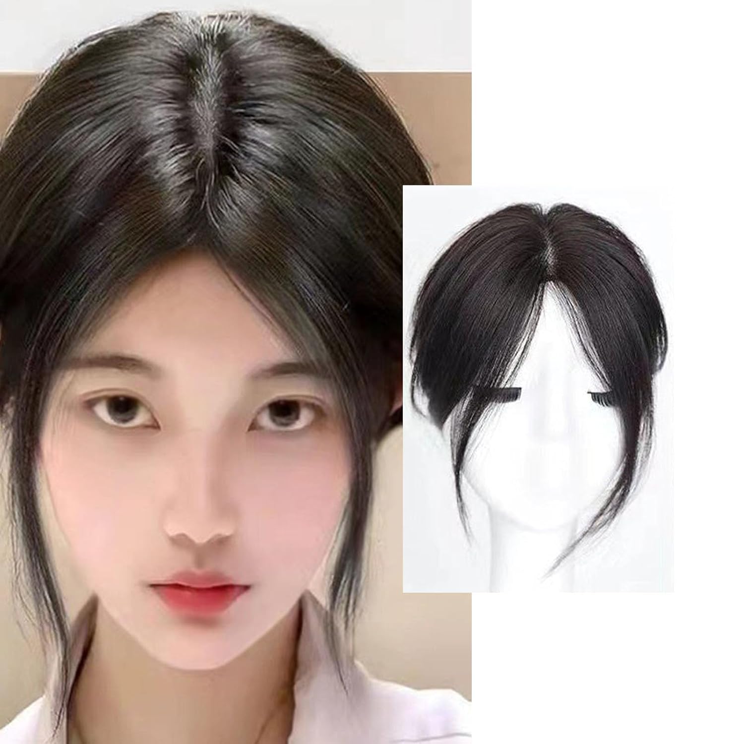 Flequillo parcial, pieza de cabello humano tejida a mano, piezas de cabello con clip en pelucas de cabello para mujeres adelgazamiento Hai (talla
