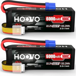 HOOVO Batería LiPo de 22.2V 6S 6000mAh 100C Softcase RC Batería para RC Quadcopter Camión Barco, Avión, Helicóptero RC Vehículo (2 unidades)