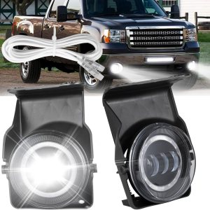 HMCYCI Luz antiniebla LED con DRL compatible con GMC Sierra 1500 2500HD 3500HD 2003-2006 luces antiniebla resistentes HMCYCI Luz antiniebla LED con DRL compatible con GMC Sierra 1500 2500HD 3500HD 2003-2006 luces antiniebla resistentes