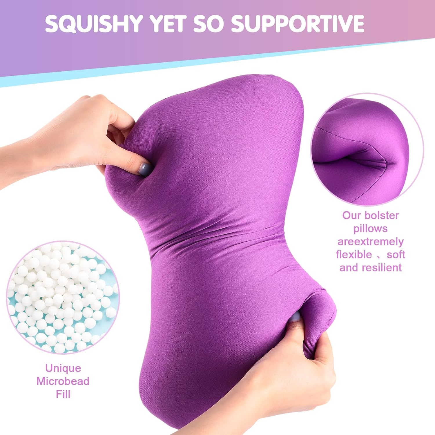 Soaoo 4 almohadas cilíndricas de microperlas para el cuello, almohada cilíndrica de tubo suave y blando, para dormir, sofá, cama, hogar, viajes,