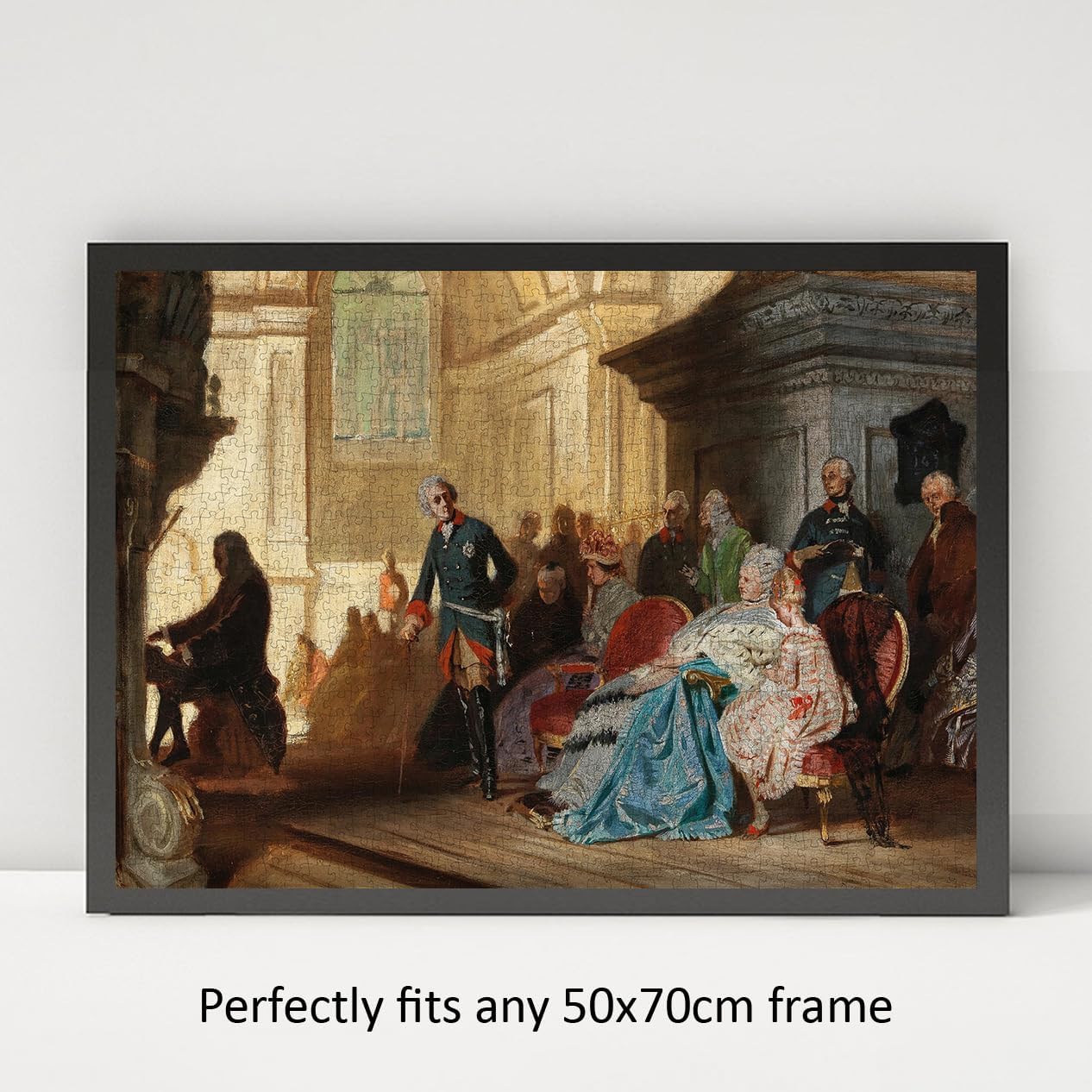 1000 piezas – Pintura del museo – Rompecabezas – Johann Sebastian Bach en el órgano, Sanssouci, Federico el Grande y la familia real el 7 de mayo de