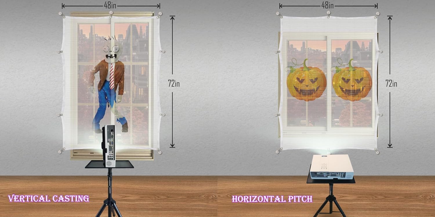 Mischief – Pantalla de proyección trasera holográfica para fiestas al aire libre, barbacoa y divertidos accesorios de broma, malla de poliéster