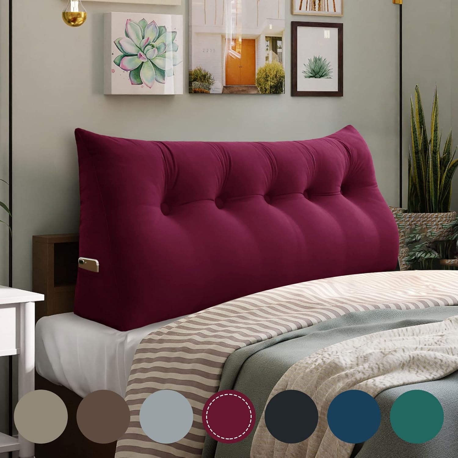 Almohada de cabecera de cuña para dormitorio, almohada de lectura para la espalda, soporte para sentarse en la cama, cojín lumbar, posicionamiento