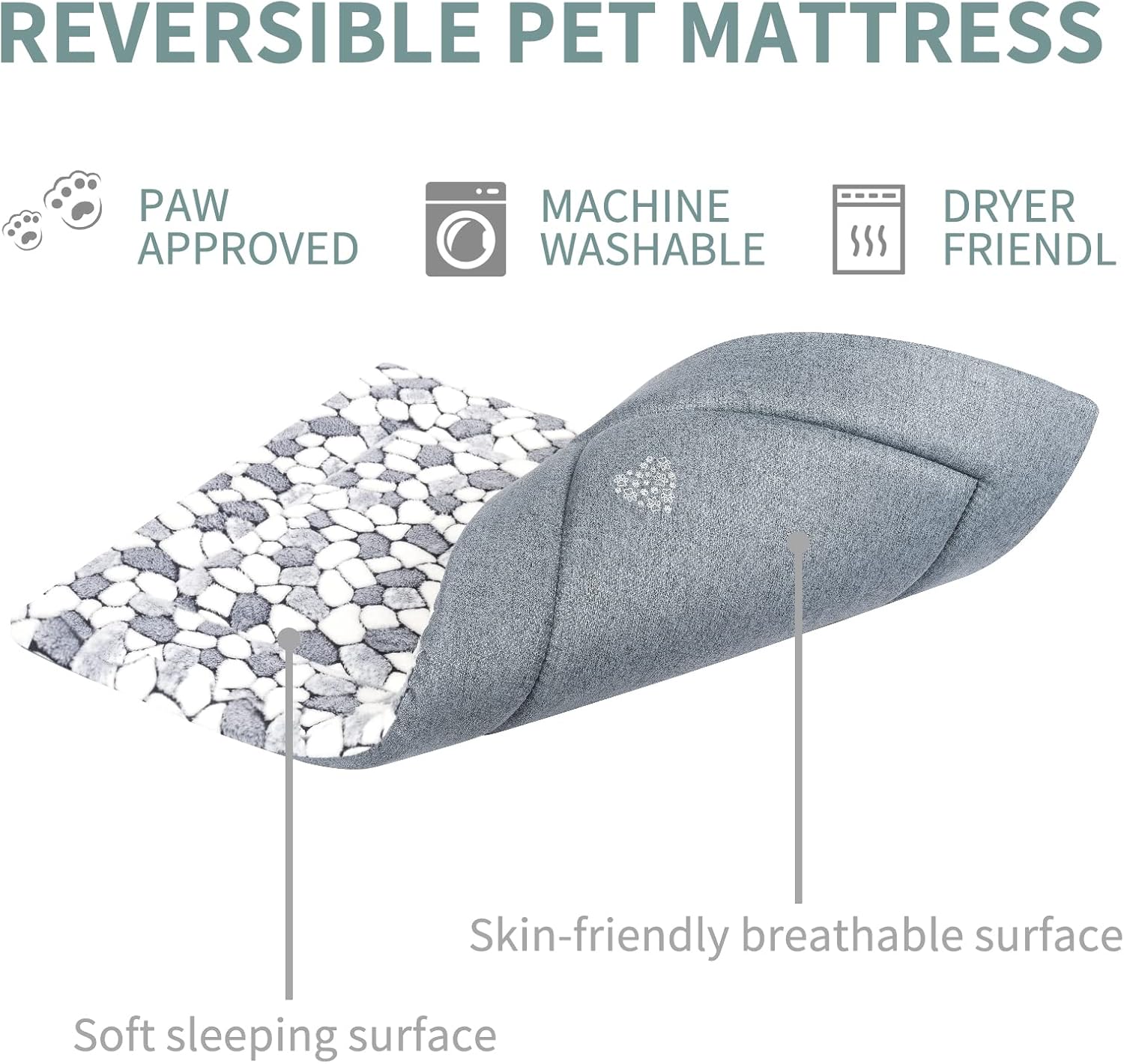 VANKEAN Tapete de cama reversible para jaula de perro (cálido y fresco), tapete suave para dormir para mascotas, adecuado para perros y gatos