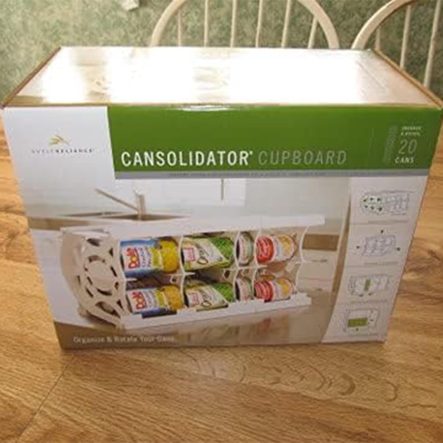 Shelf Reliance Cansolidator – 20 latas, organizador de despensa apilable ajustable para latas, organizador de cocina giratorio de almacenamiento de