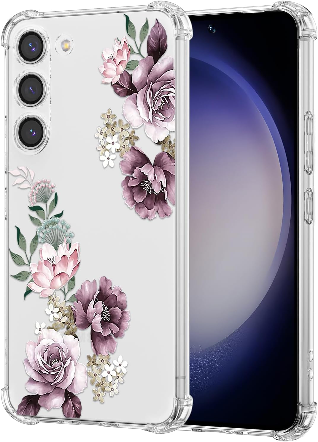 DEFBSC Funda suave compatible con Samsung Galaxy S23, diseño de estampado floral transparente, TPU flexible a prueba de golpes, para mujeres y