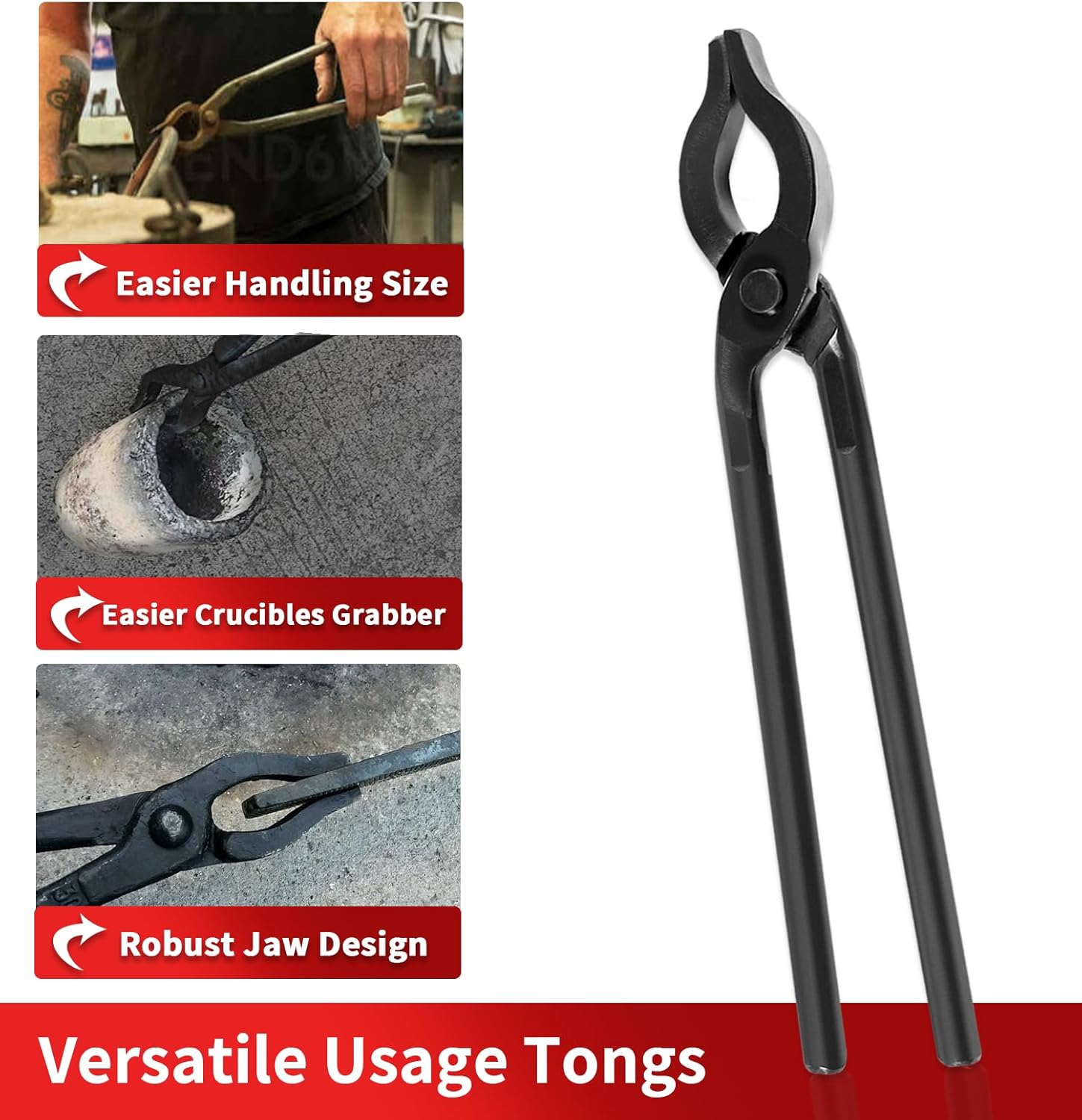 0004930-300 Pinzas de herrero, perfectas para cuchillos hechos a mano, herramientas de forja de trabajo de metal, pinzas de mandril forjadas a mano