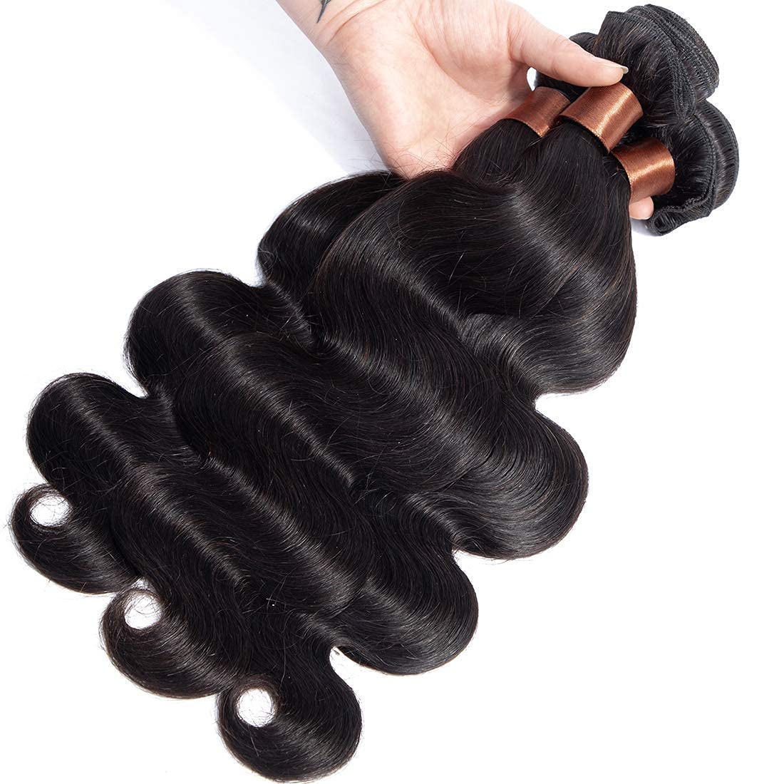 BLACKMOON HAIR Cabello virgen indio cuerpo onda 3 paquetes 16 18 20 pulgadas Cabello humano paquetes color negro natural