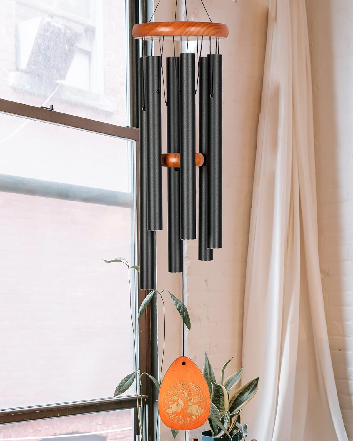 Campanillas de viento conmemorativas del árbol de la vida al aire libre, gran tono profundo, campanillas de viento de condolencias de madera, regalo