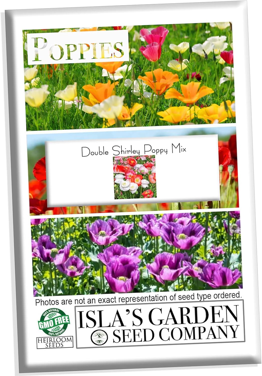 Semillas de amapola “Double Shirley Mix” para plantar, más de 3000 semillas de flores por paquete, semillas de jardín de Isla (semillas de jardín de