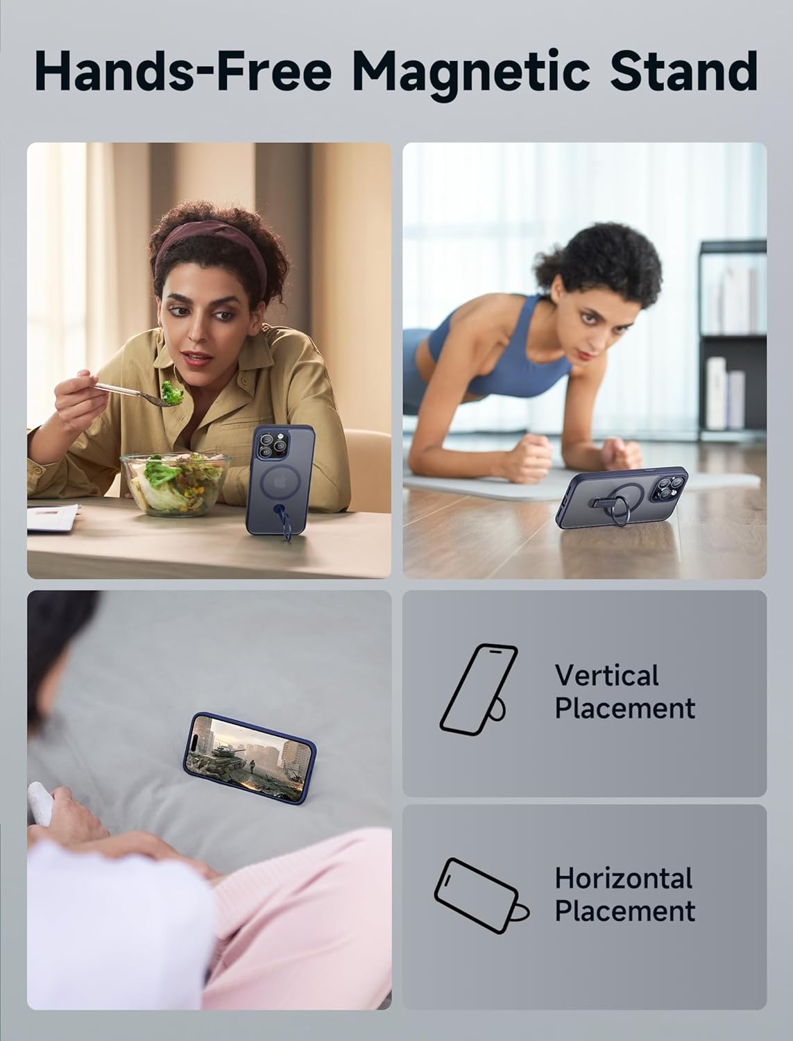 JSAUX RingLax – Funda magnética para iPhone 15 Pro con soporte y anillo mejorados, más flexible y más ángulo, compatible con Mag-Safe, delgada,