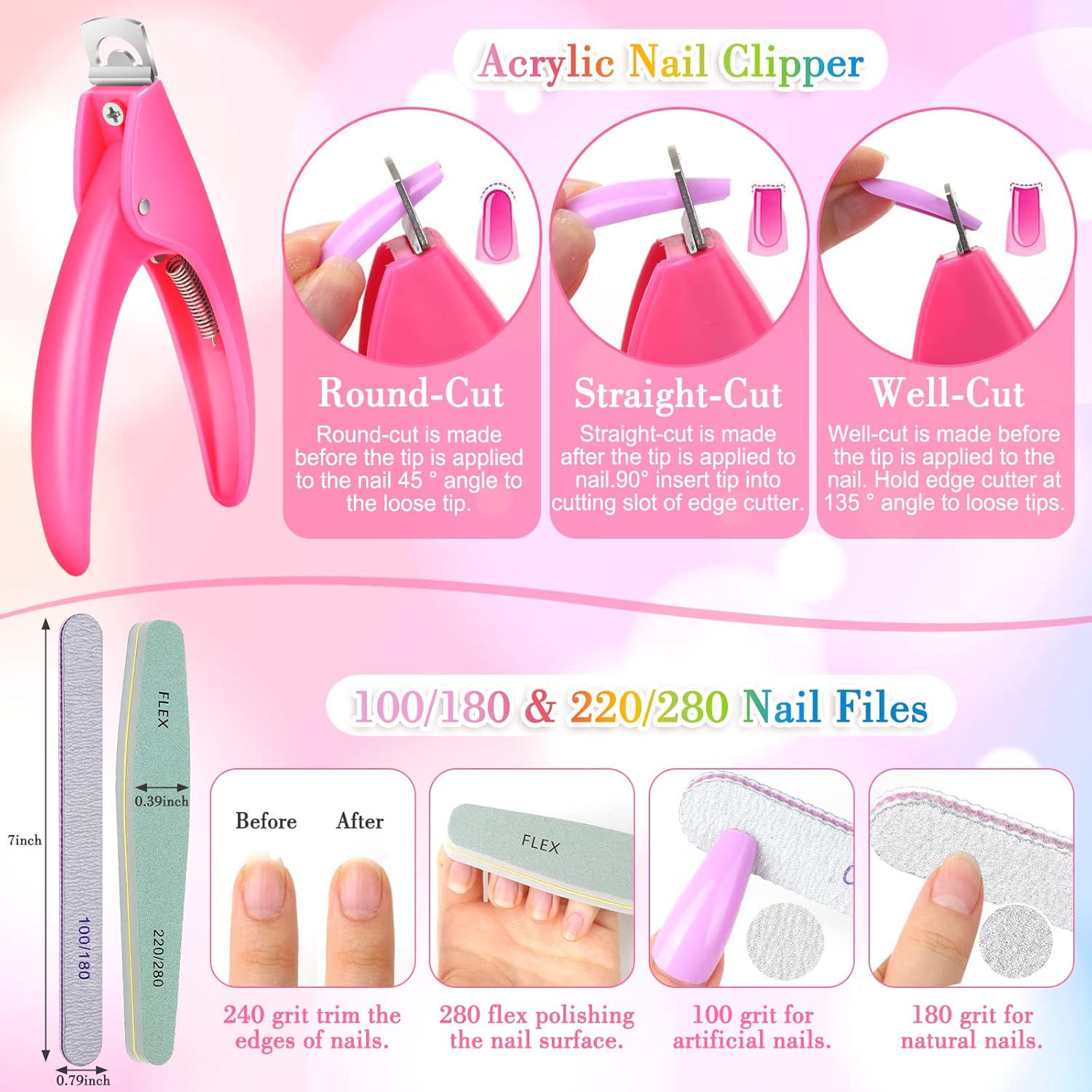 Uñas postizas a presión de 24 colores de cobertura completa, 576 unidades, uñas largas a presión con diamantes de imitación, cintas adhesivas para