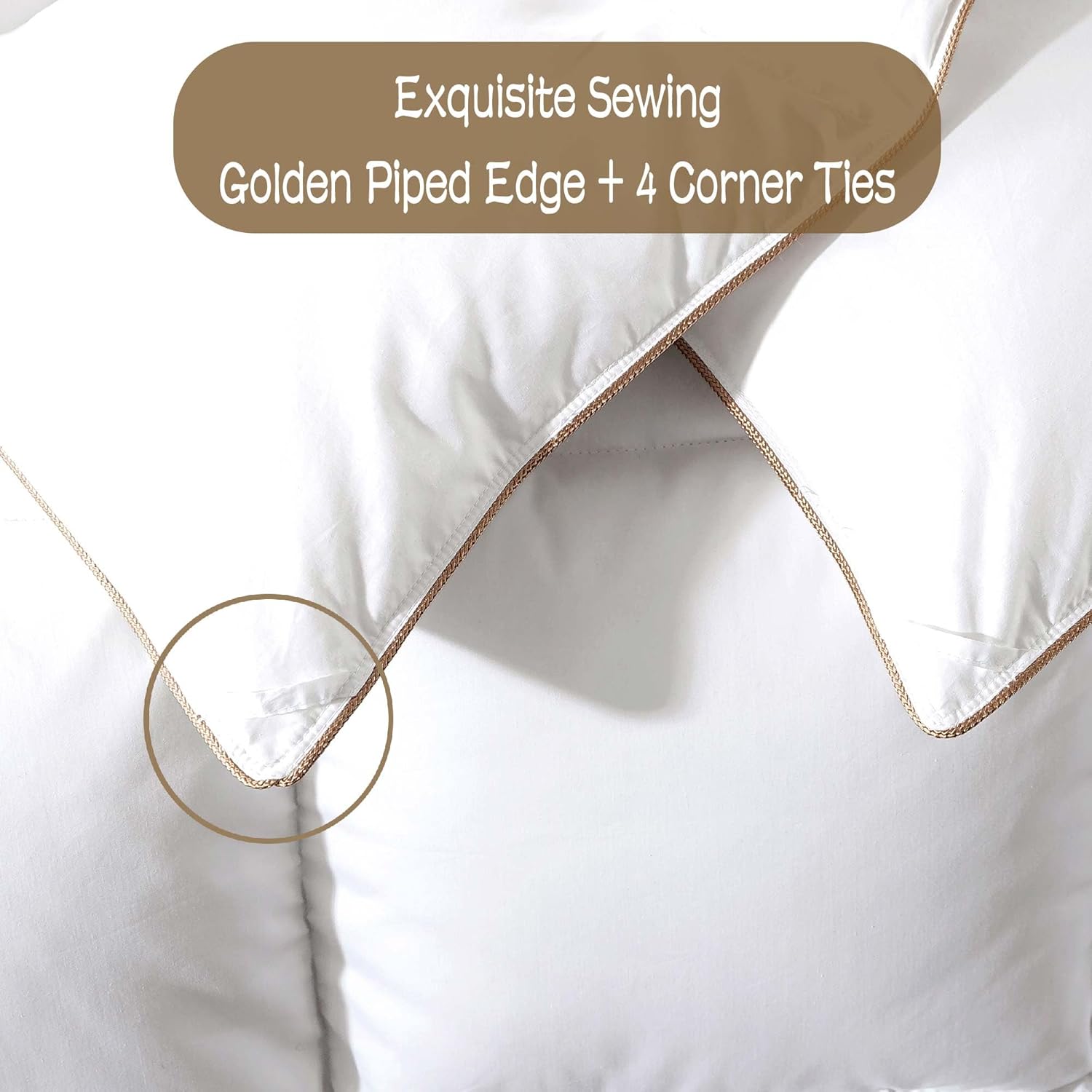 WhatsBedding Edredón de plumas de ganso blanco inflado, tamaño King, relleno de edredón de plumas para todas las estaciones, colección de hotel de