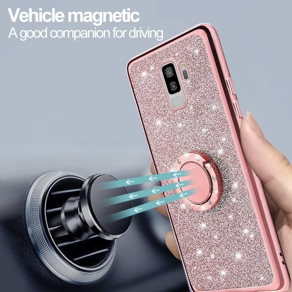 B-wishy Glitter Crystal Butterfly Slim TPU Caso Con Soporte Y Correa Para Samsung Galaxy S9 Plus – Rosa