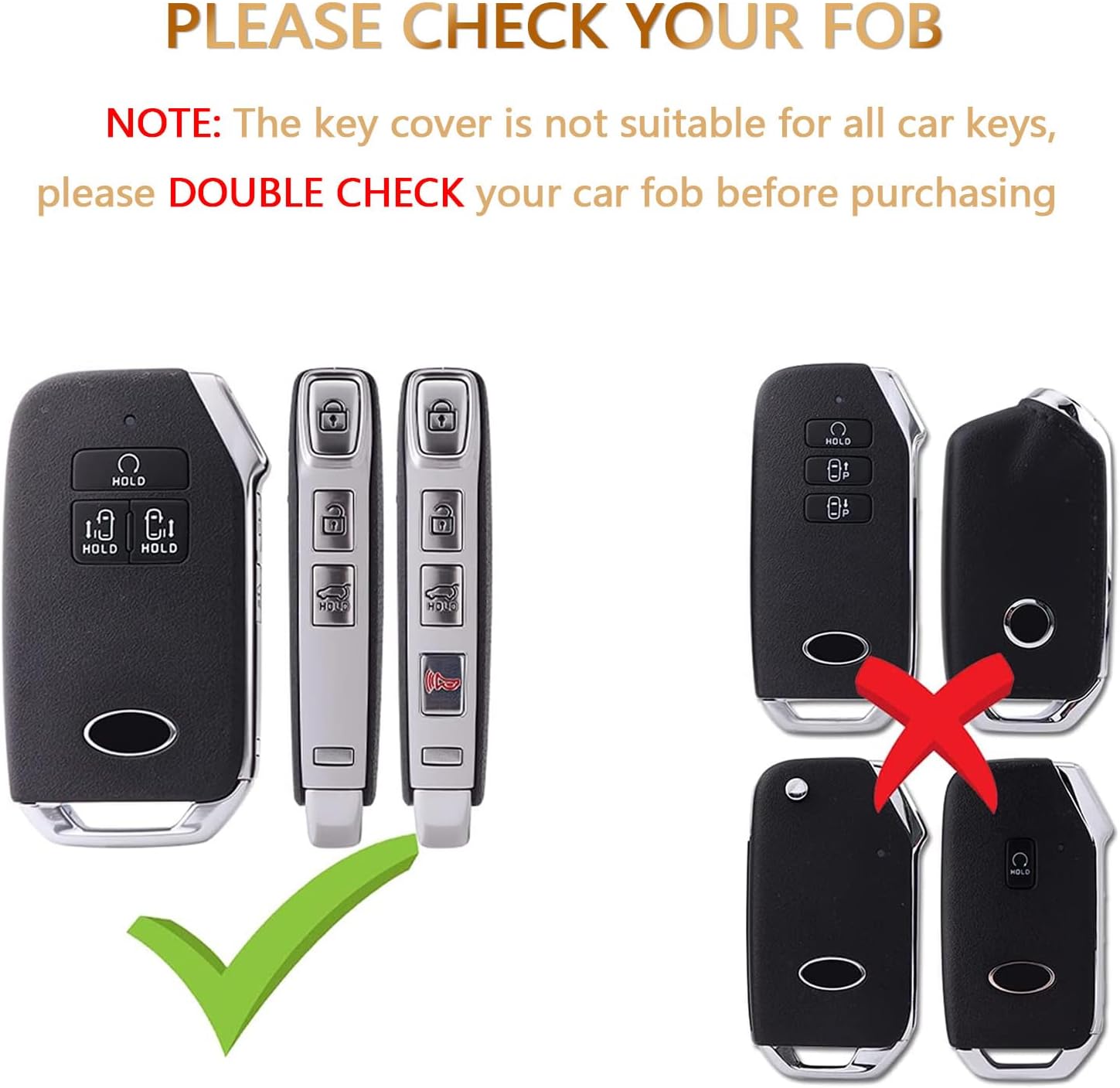 OFFCURVE Funda para llavero de coche compatible con Kia D7, Dorado, blanco