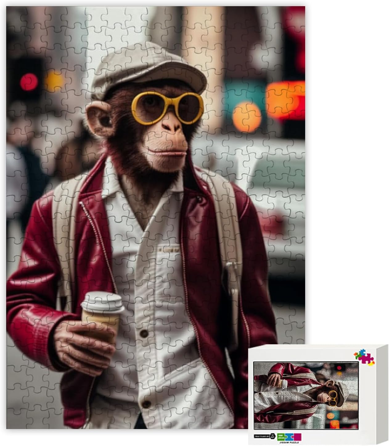 Street Monkey – Rompecabezas de 500 piezas para adultos, rompecabezas educativo intelectual, juego divertido para hombres, mujeres y niños, 15.2 x