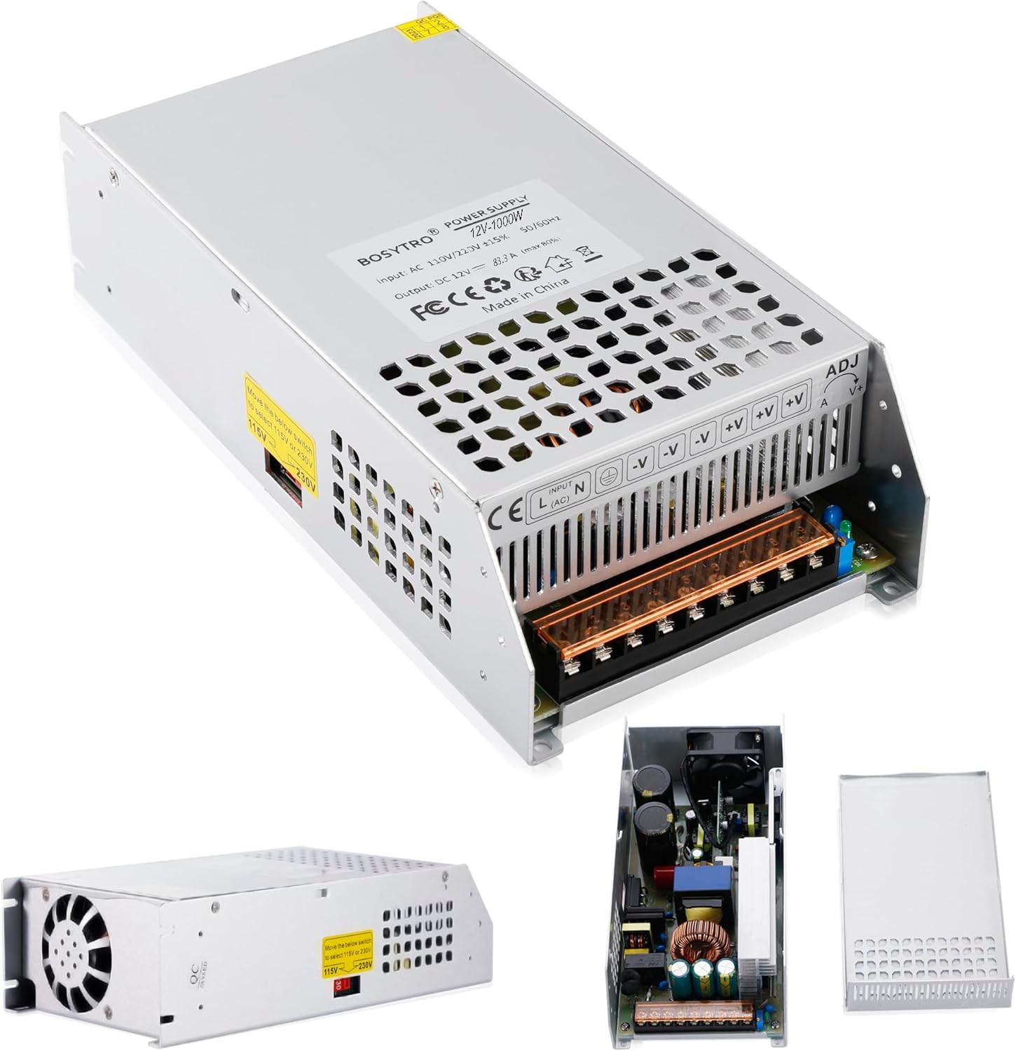 DC 12V 83.3A 1000W Fuente de alimentación conmutada SMPS AC 110V220V-DC 12V Adaptador de transformador, para señales publicitarias, sistema de