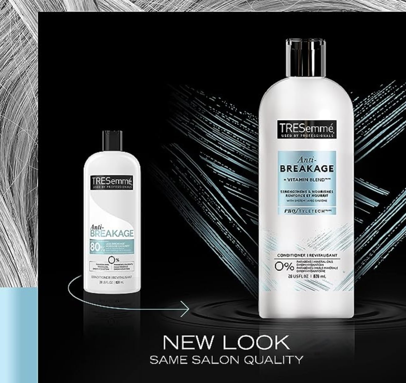 TRESemme – Paquete de champú de 28 onzas con acondicionador TRESemme de 28 onzas con juego de peine clásico Premium Lux Details (antirotura)