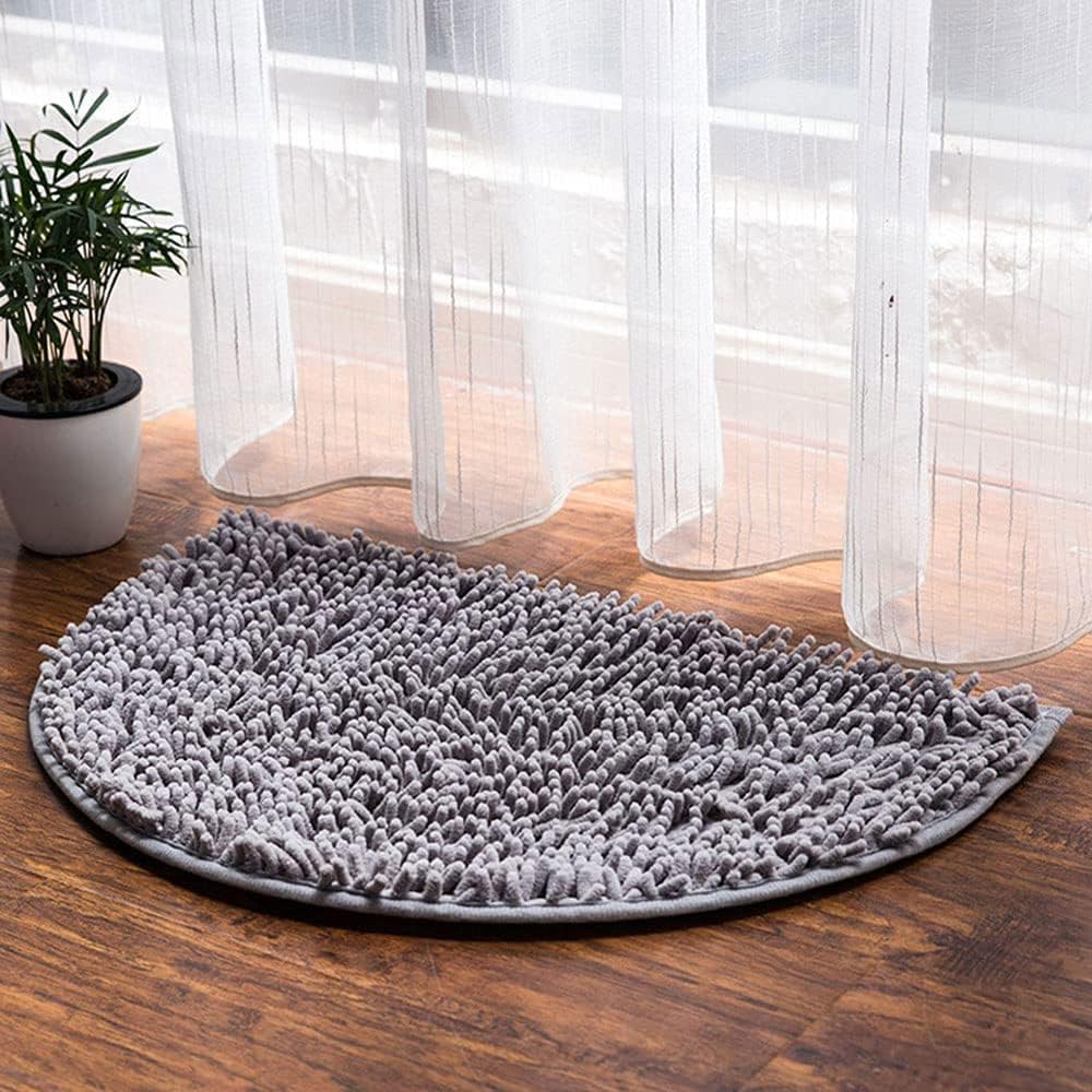 Tapete de baño absorbente de semicírculos, felpilla suave y gruesa, antideslizante, lavable a máquina, se seca rápidamente, tapete para pies peludos