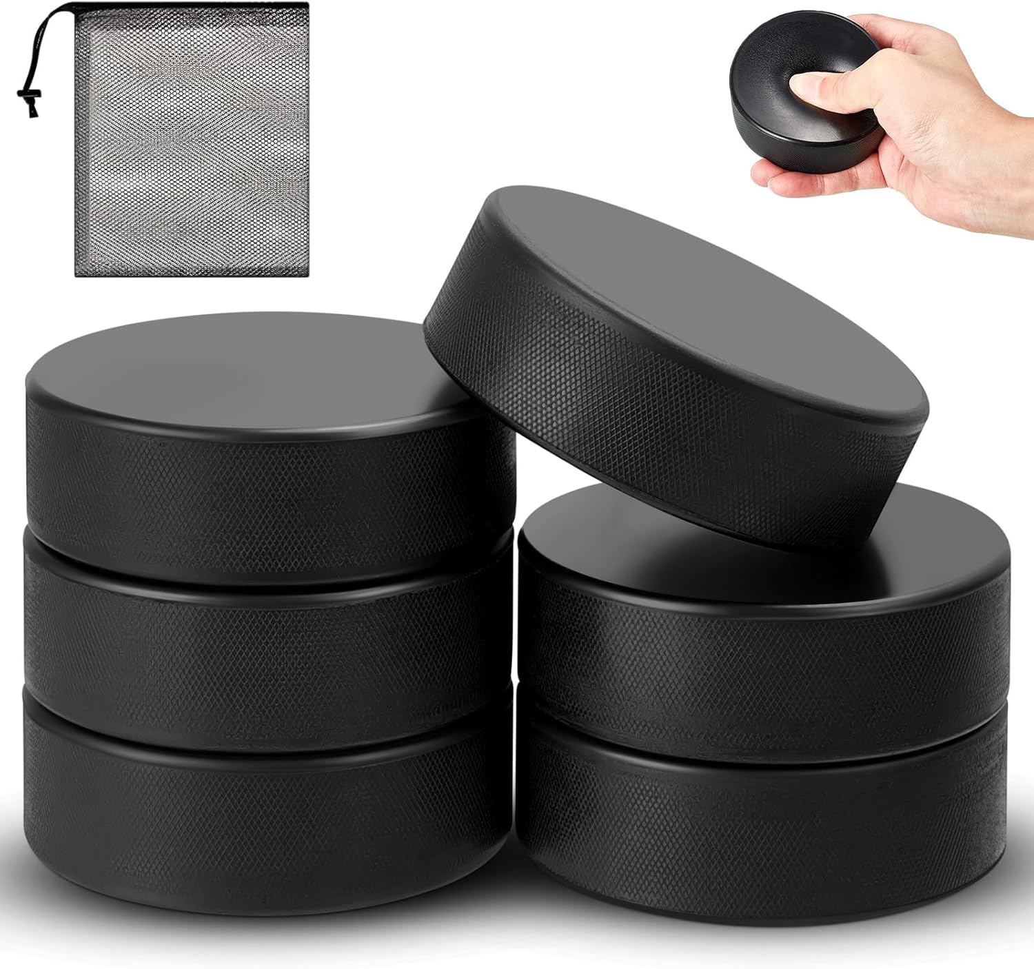 Liliful Discos deportivos de espuma de hockey sobre hielo de 3 pulgadas para practicar y entrenamiento clásico con bolsa de malla para uso en