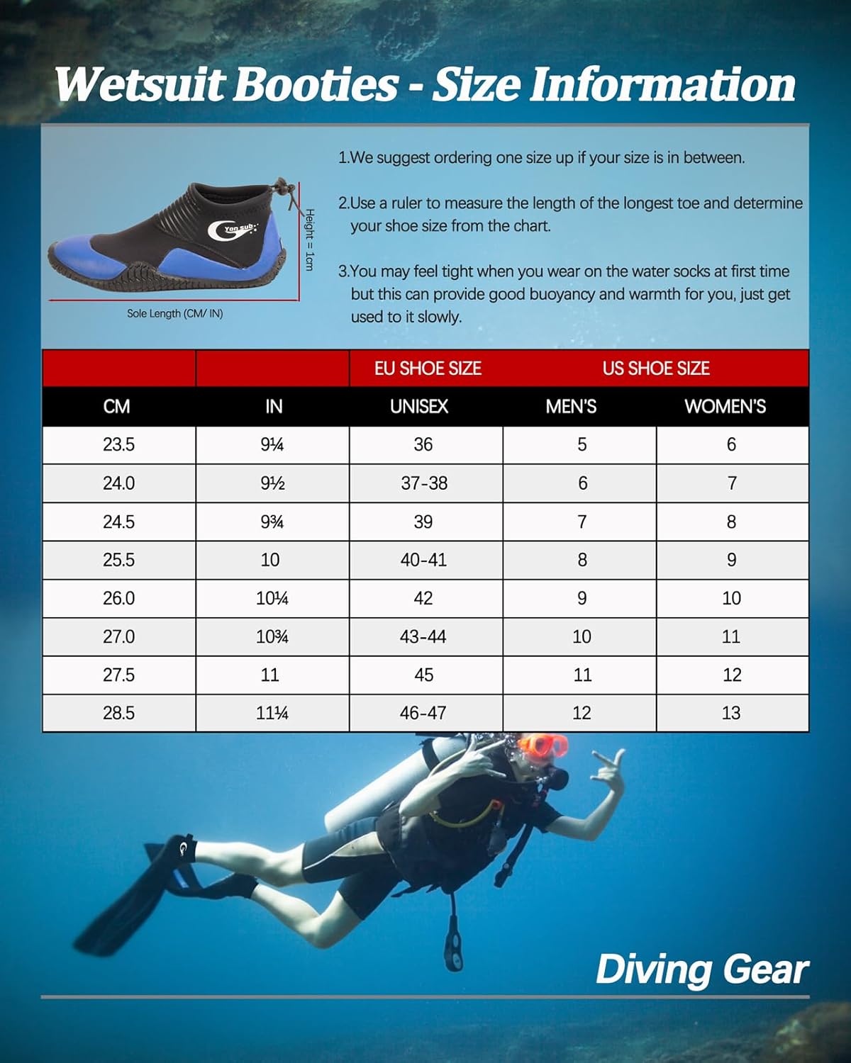 Botas de buceo de neopreno, botas de buceo, surf, para hombres y mujeres, 0.118 in, botas de vela con suela de goma antideslizante de alta calidad