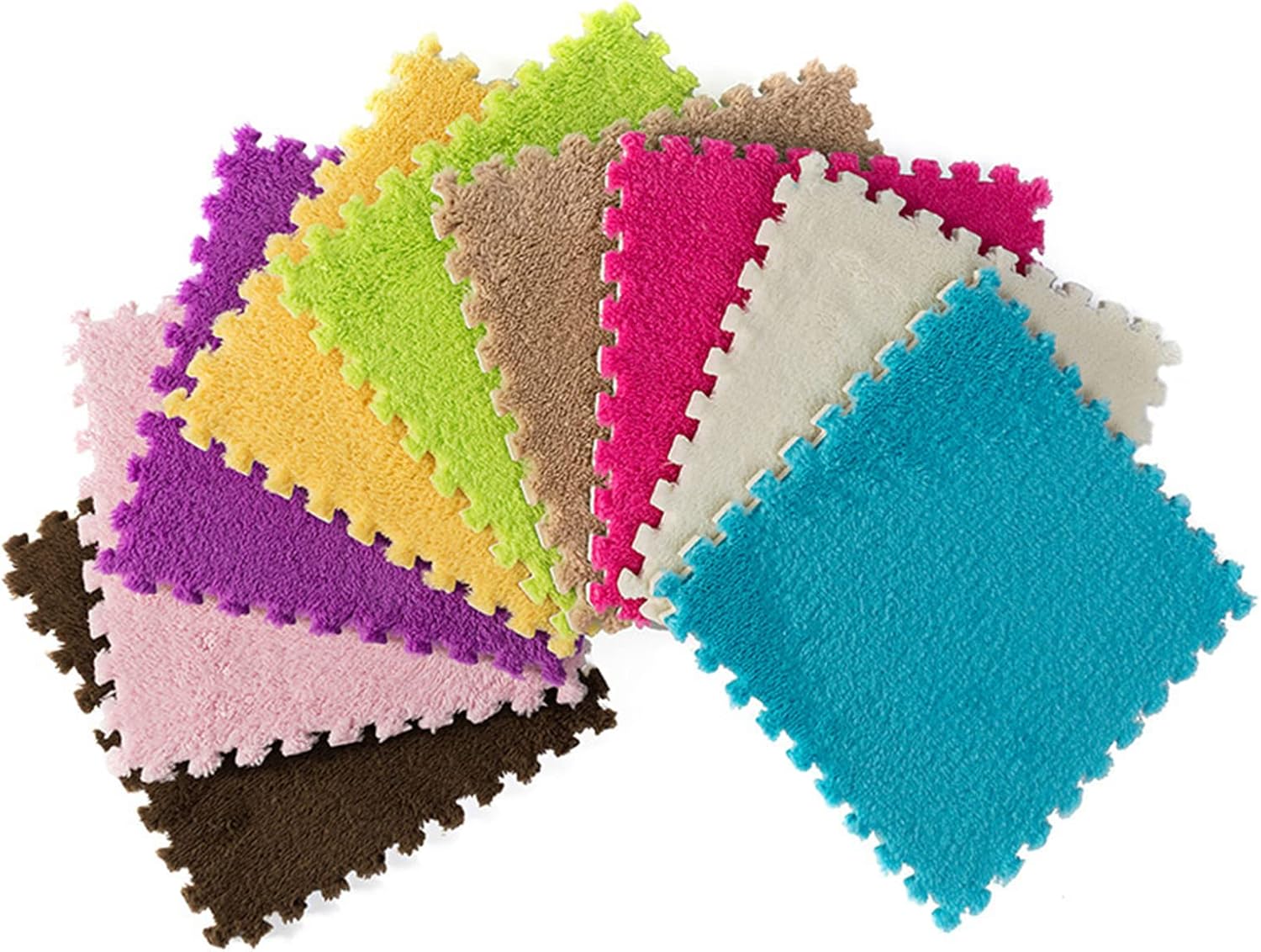 Azulejos de felpa entrelazados de 12 x 12 pulgadas, tapete de espuma de 0.394in de grosor, tapete de juego de rompecabezas, tapete de suelo suave
