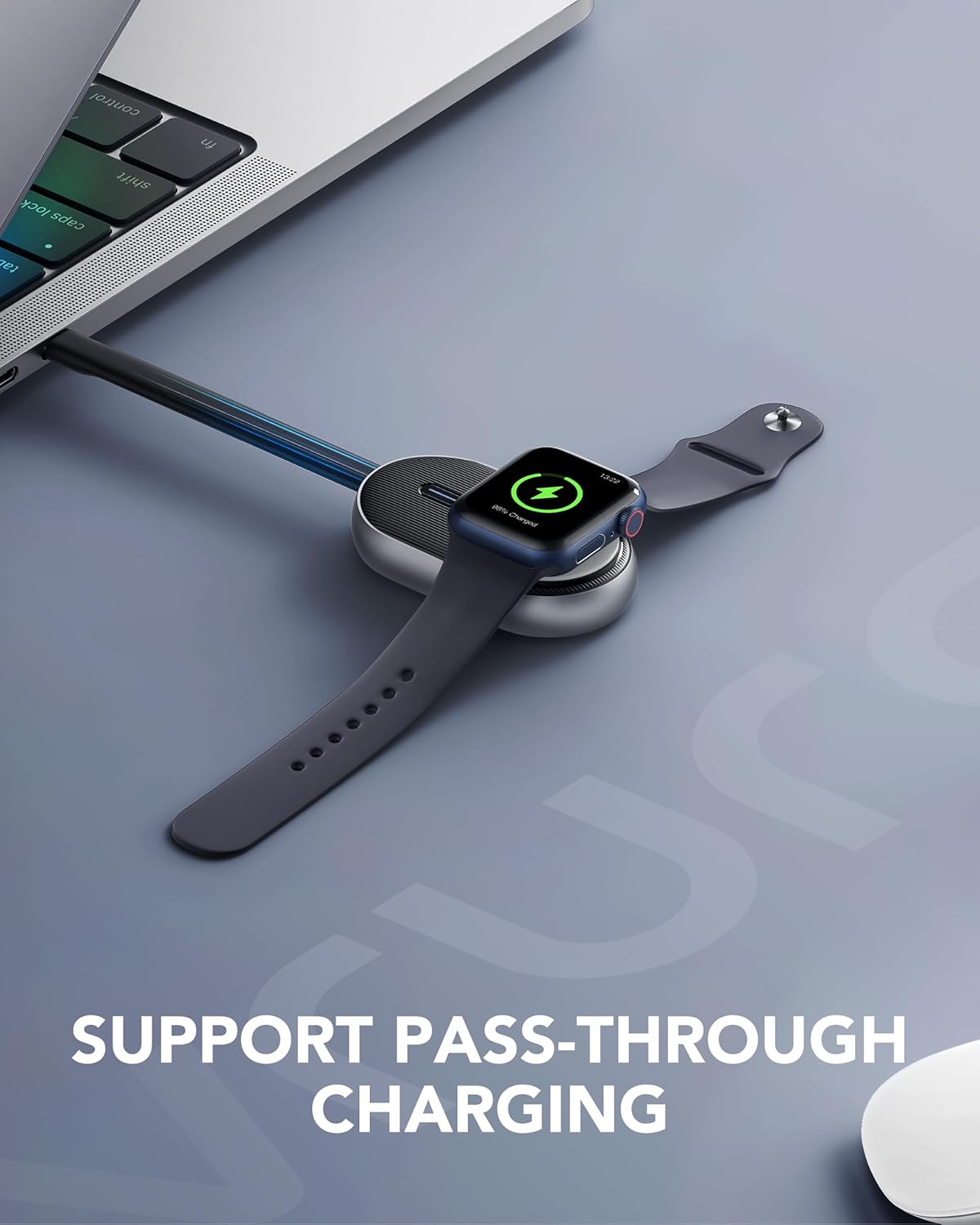VRURC – Cargador portátil para Apple Watch, cargador de reloj portátil de 1200 mAh, llavero magnético, cargador de reloj inalámbrico para iWatch