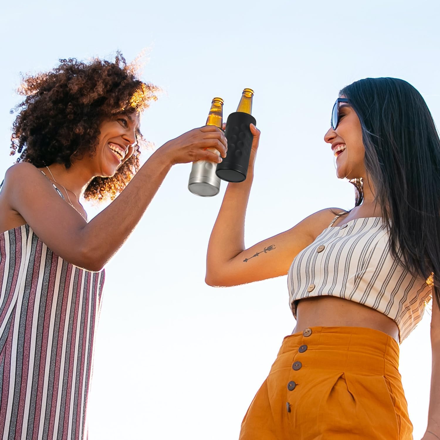 OJOJ – Enfriador de latas aislado de 12 onzas, doble pared, aislado, de acero inoxidable, soporte para latas de cerveza