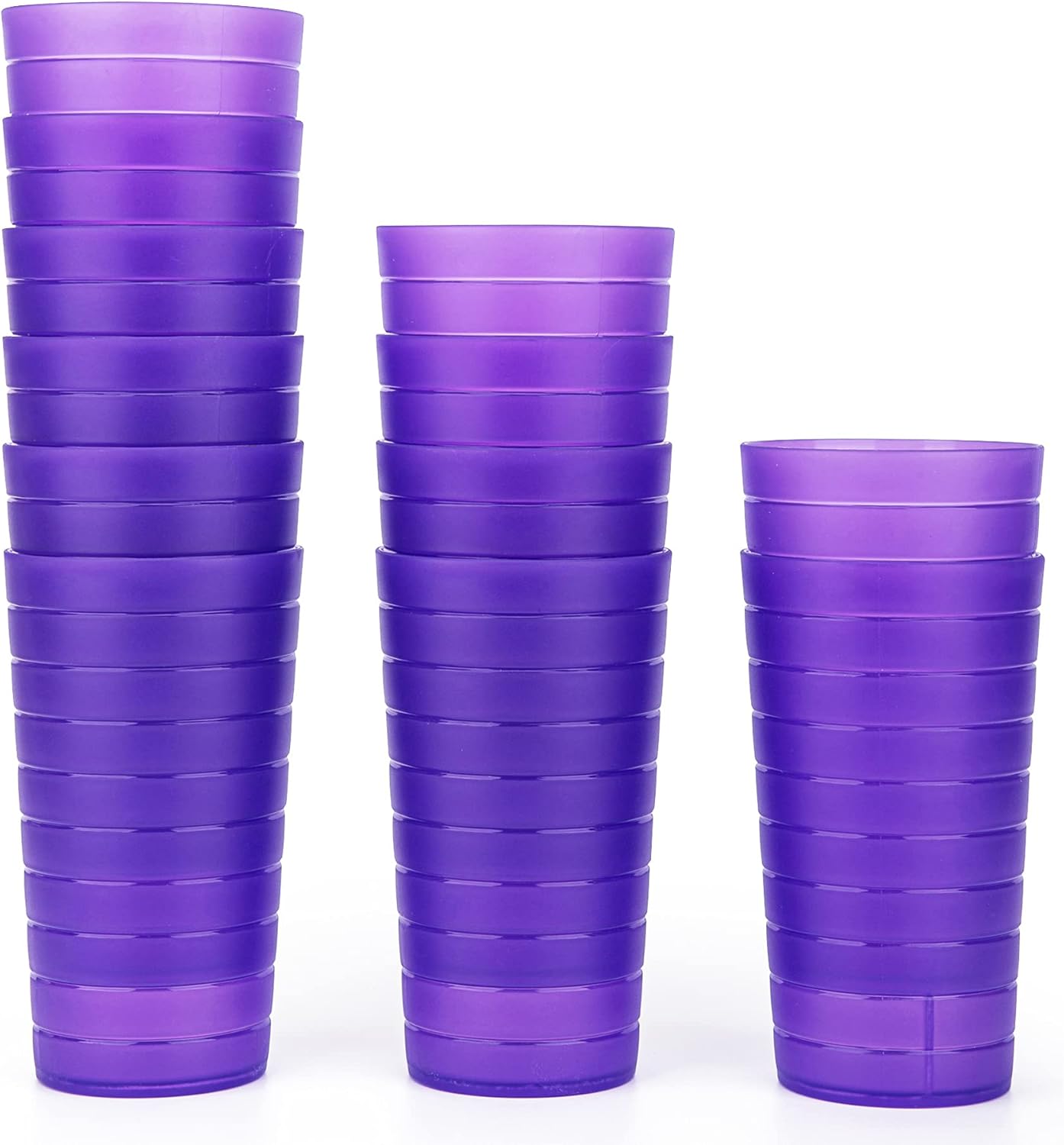 KX-WARE Mixed Drinkware – Juego de 12 vasos de plástico de 22 onzas, vasos para beber, tazas de fiesta, vasos de té helado, color morado,