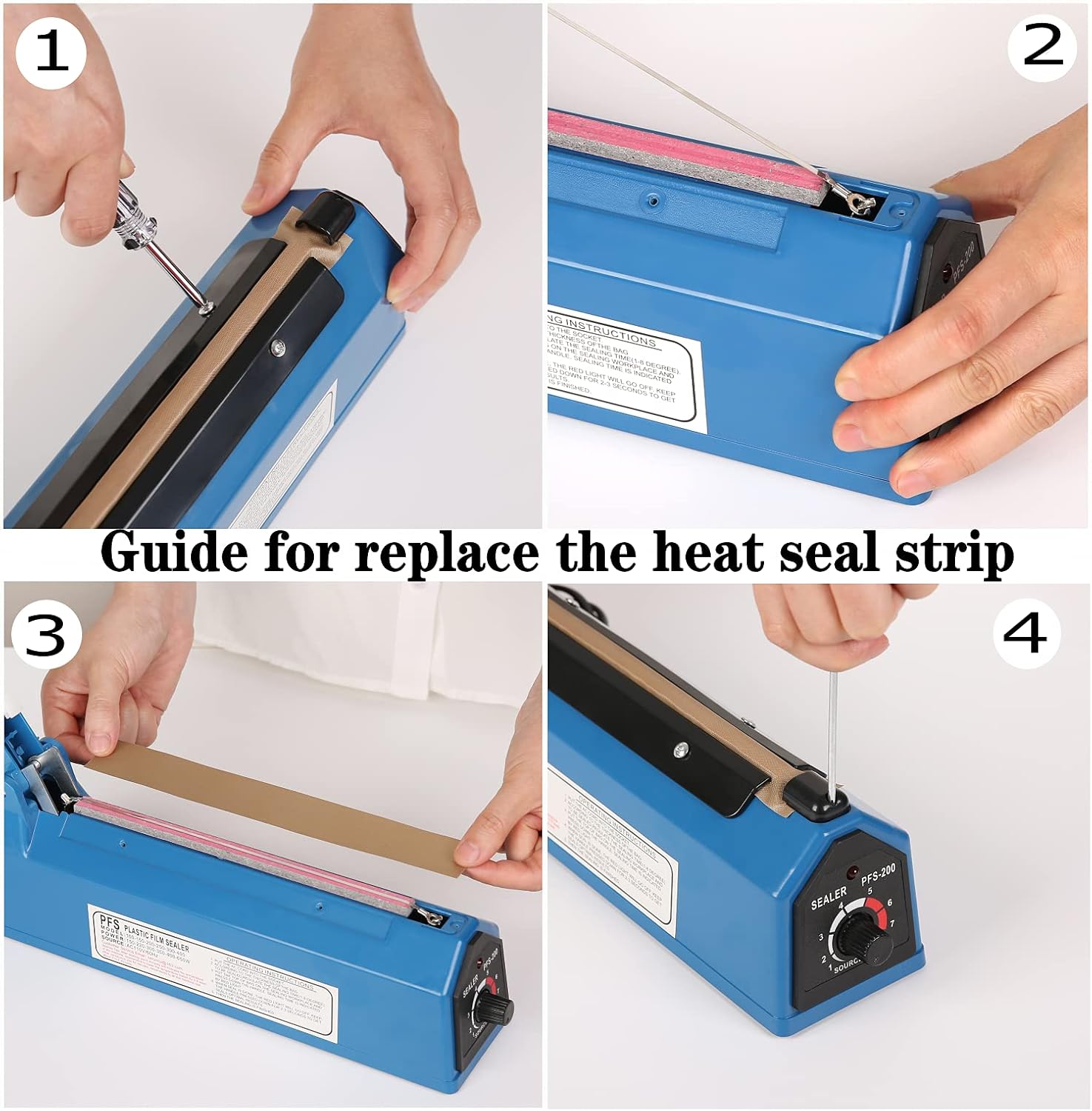 Sellador térmico por impulsos Bolsas manuales Máquina de sellado por impulso de 8 pulgadas para bolsas de plástico PE PP Bolsas con agarre de