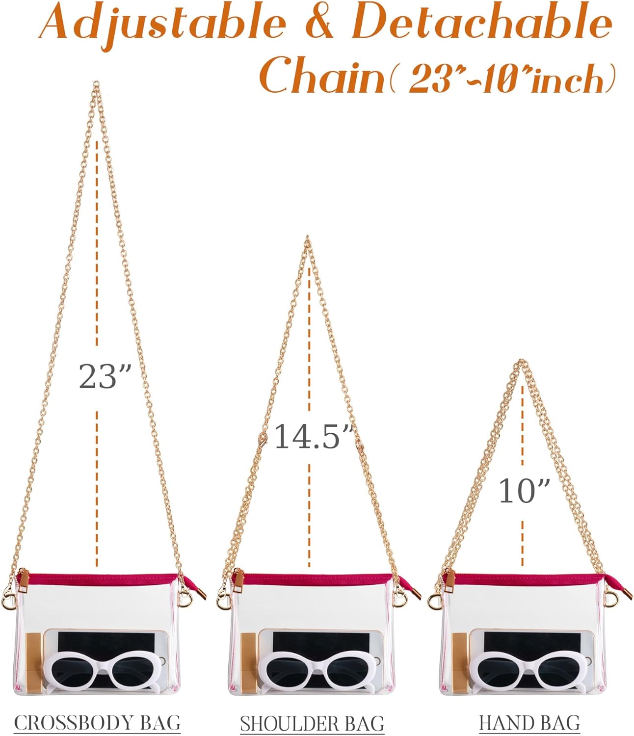 HULISEN Monederos transparentes para mujer, bolso cruzado transparente aprobado para estadios, pequeño bolso transparente para traje de concierto