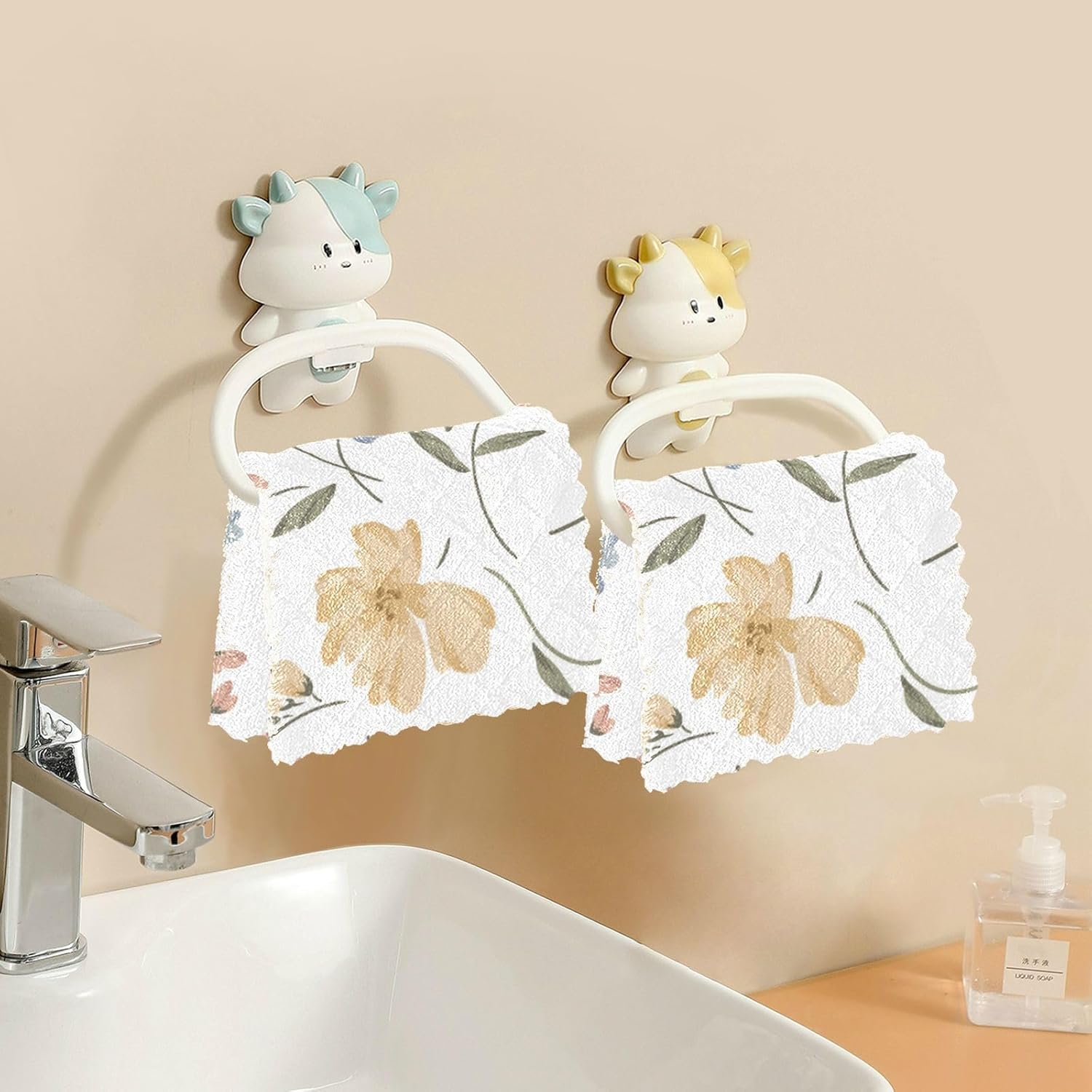 FRODOTGV Cute Floral Meadow Cotton Decorative Kitchen Towels and Dishcloths Quick Dry Set of 6 Rags for Restaurant Oven