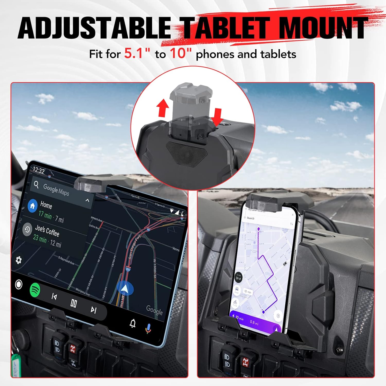 A & UTV PRO Soporte para tableta de dispositivo electrónico y anclajes de amarre RZR para Polaris RZR XP 1000XP4 1000XP Turbo  XP4 Turbo  XP4