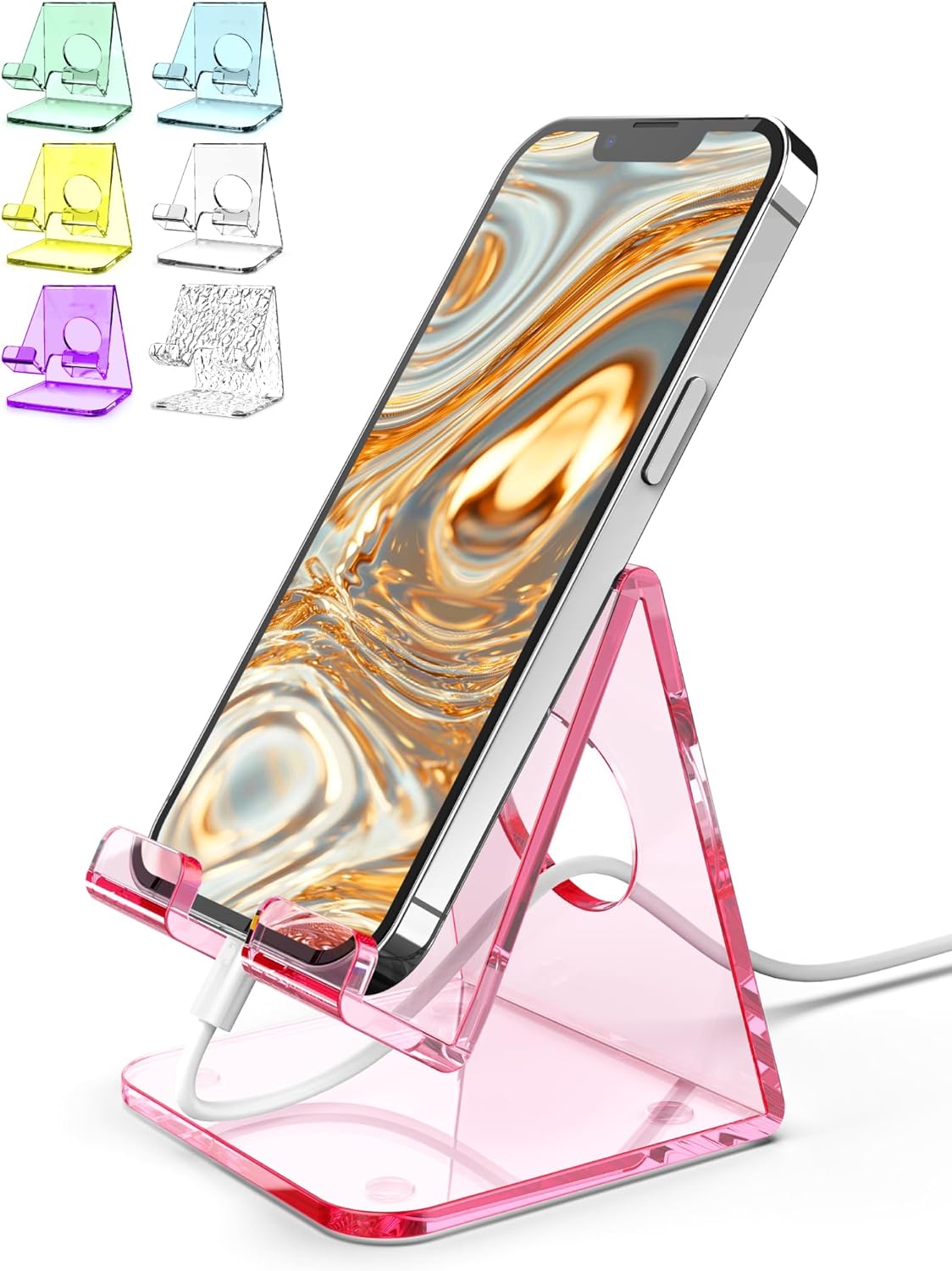 TOPGO Soporte acrílico para teléfono celular, soporte transparente para escritorio de oficina, tocador, encimera de cocina, mesita de noche,