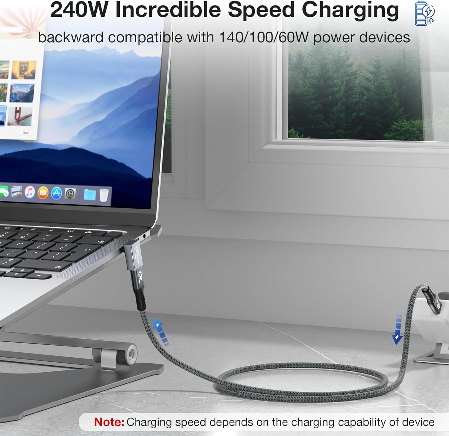 ULT-WIIQ Adaptador USB C de ángulo recto de 90 grados de 240 W40 Gbps, adaptador USB C a USB C compatible con Thunderbolt 4 y USB4, adaptador