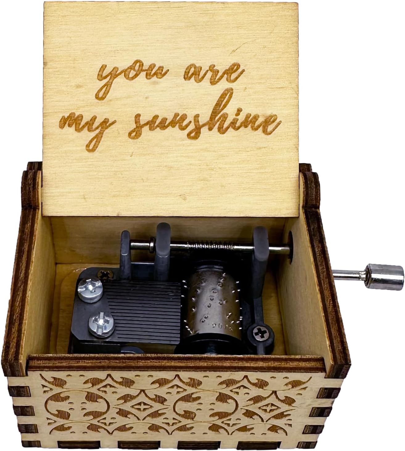 Caja de música You are My Sunshine, manivela clásica grabada cajas musicales regalos para cumpleaños, aniversario, Navidad